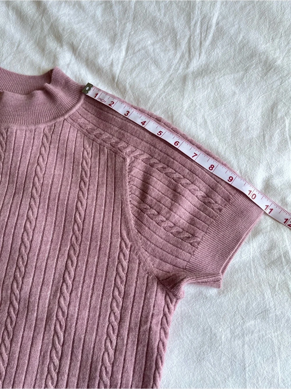 Tahari 100% Merino Wool Cable Knit Mock Neck Sweater Size M Romantic Coquette - Picture 5 of 10